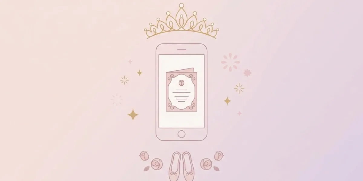 Convite de 15 anos digital elegante com elementos sofisticados