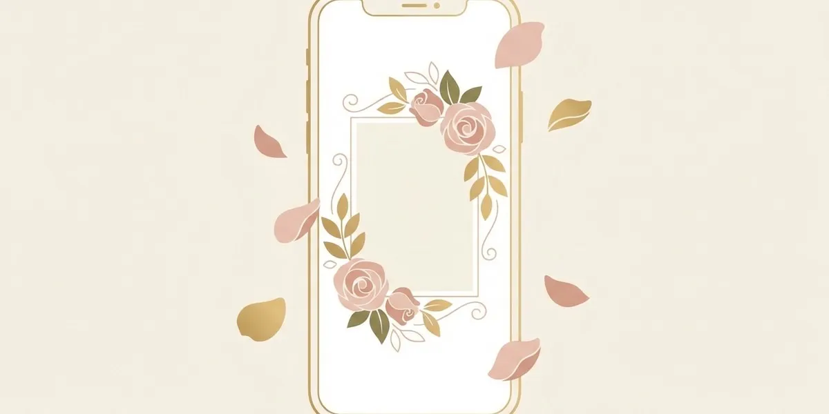 Convite de casamento digital elegante com flores e moldura sofisticada