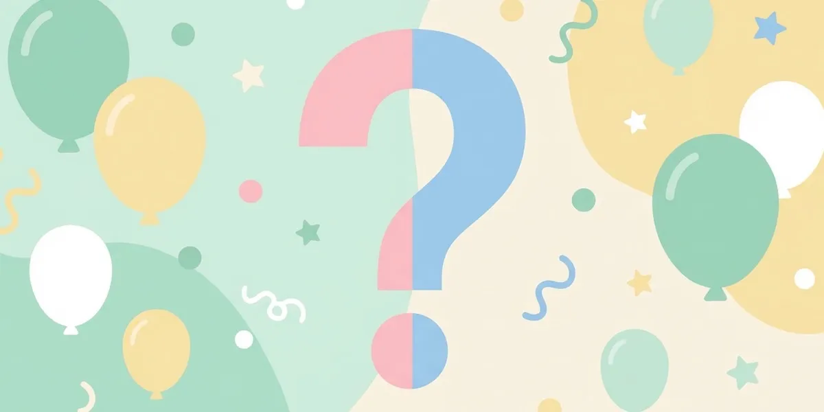 Convite de chá revelação com interrogação rosa e azul para gender reveal
