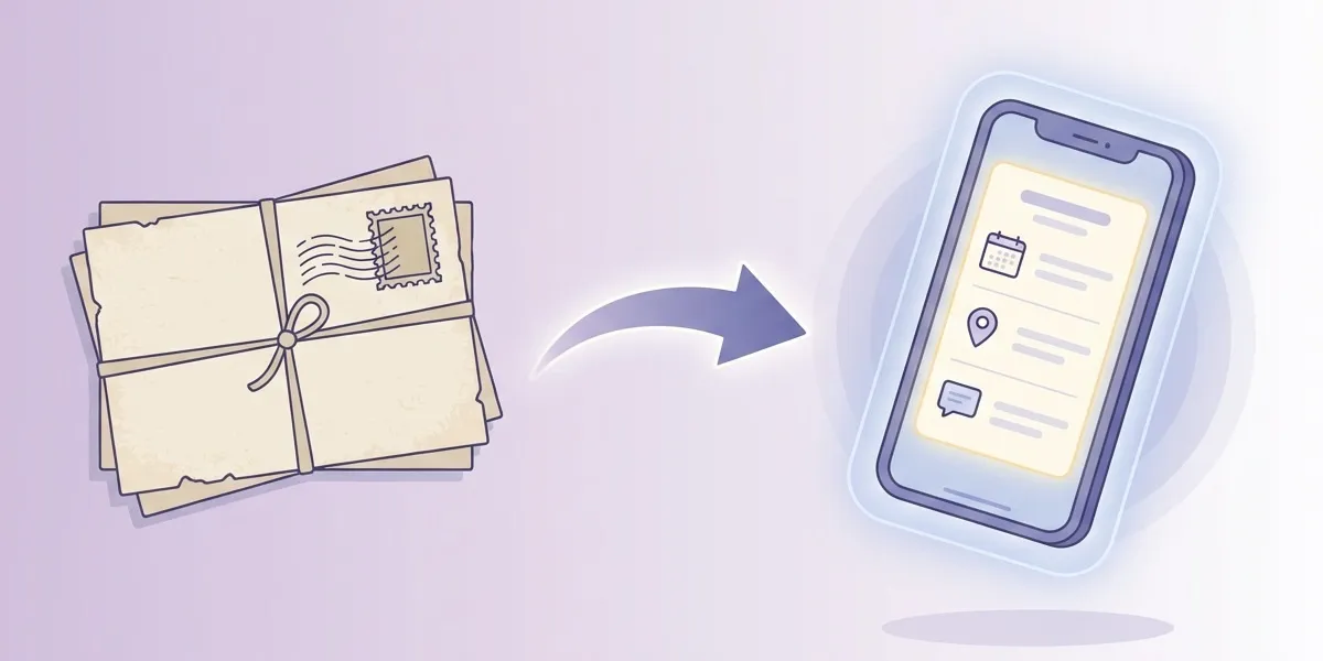Comparação do caos manual vs organização automática de confirmações