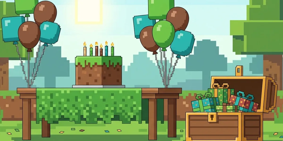 Festa de aniversário tema Minecraft com decoração e atividades
