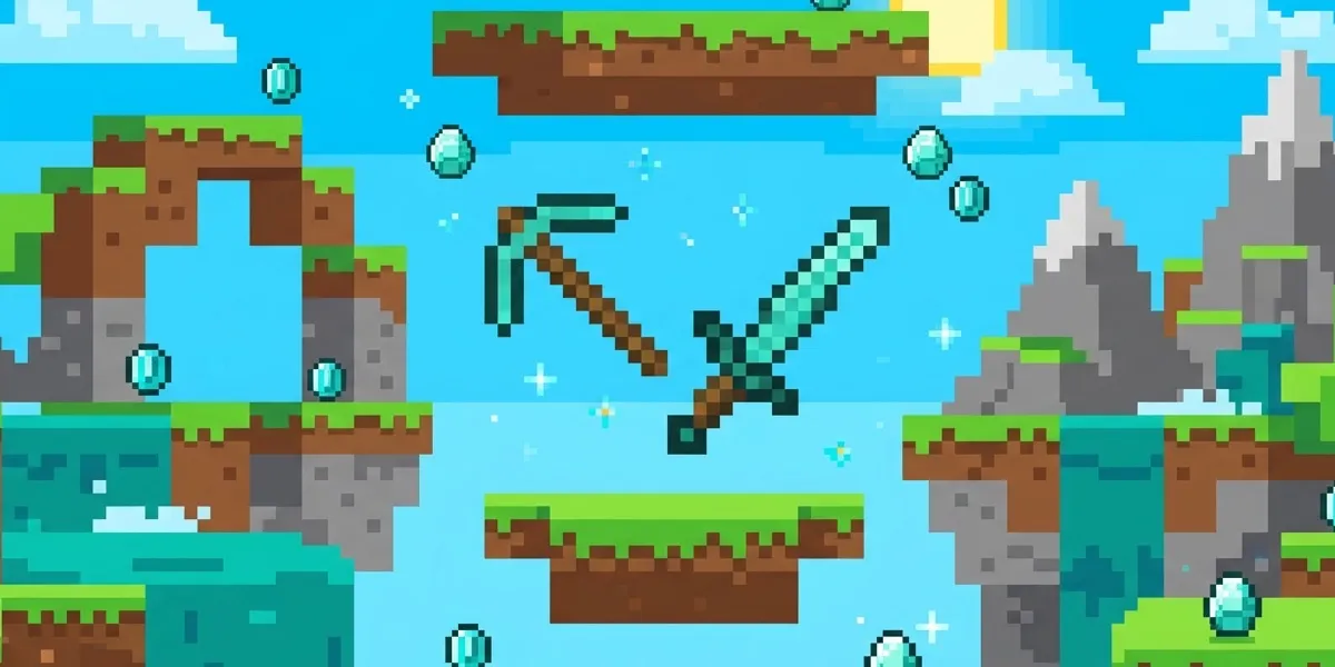 Mundo pixelado do Minecraft com Steve e blocos característicos