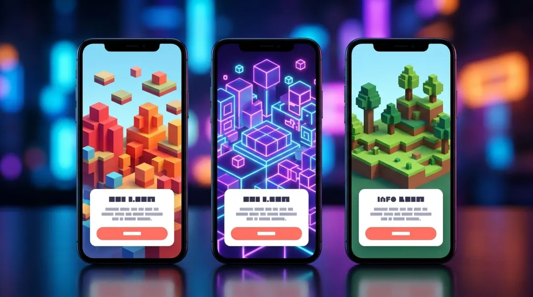 Modelos de convite com tema de games em blocos no celular, em vermelho, preto e neon