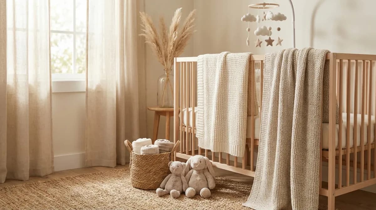 Decoração delicada de quarto de bebê em tons neutros para inspirar a escolha do nome