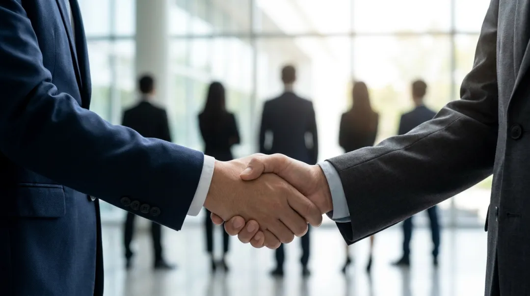Profissional iniciante em eventos fazendo networking e construindo portfólio em um evento corporativo